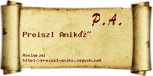 Preiszl Anikó névjegykártya